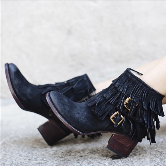 FREEBIRD Belle Suede Fringe Bootie